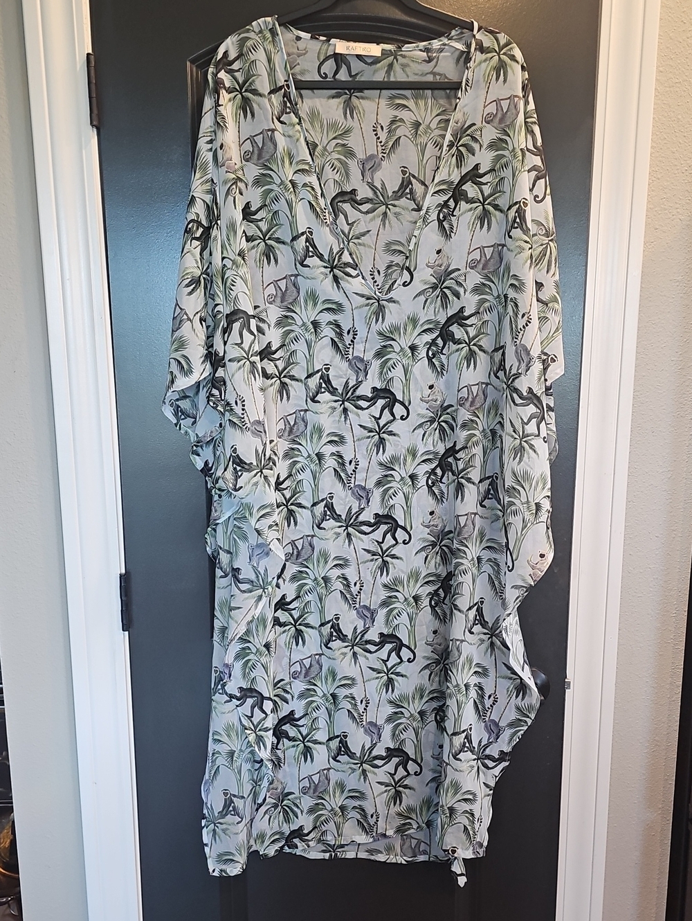 Katfko Tropical Monkey Print Kaftan